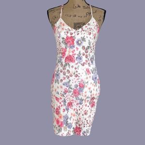 A’gaci White Floral Mini Dress Size Small